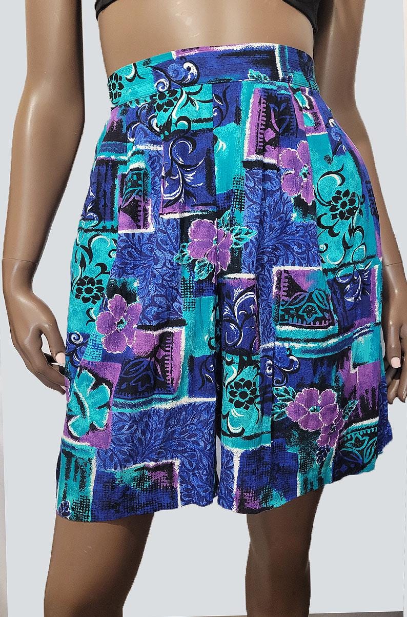 90s Tropical Floral Summer Shorts - M/L