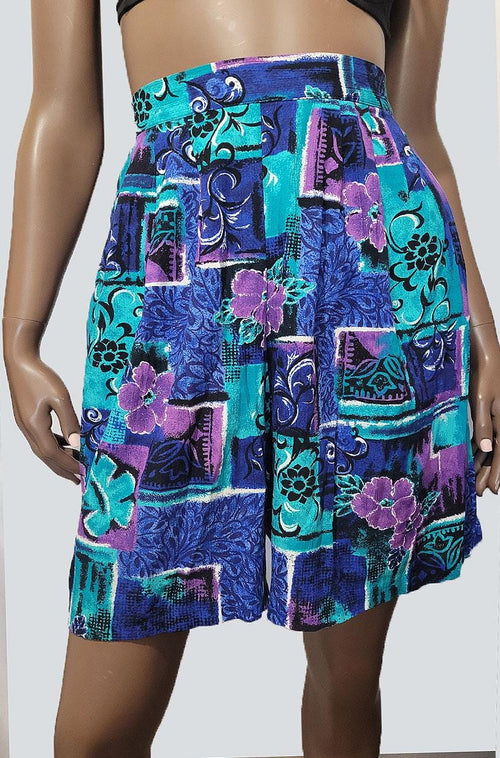 90s Tropical Floral Summer Shorts - M/L
