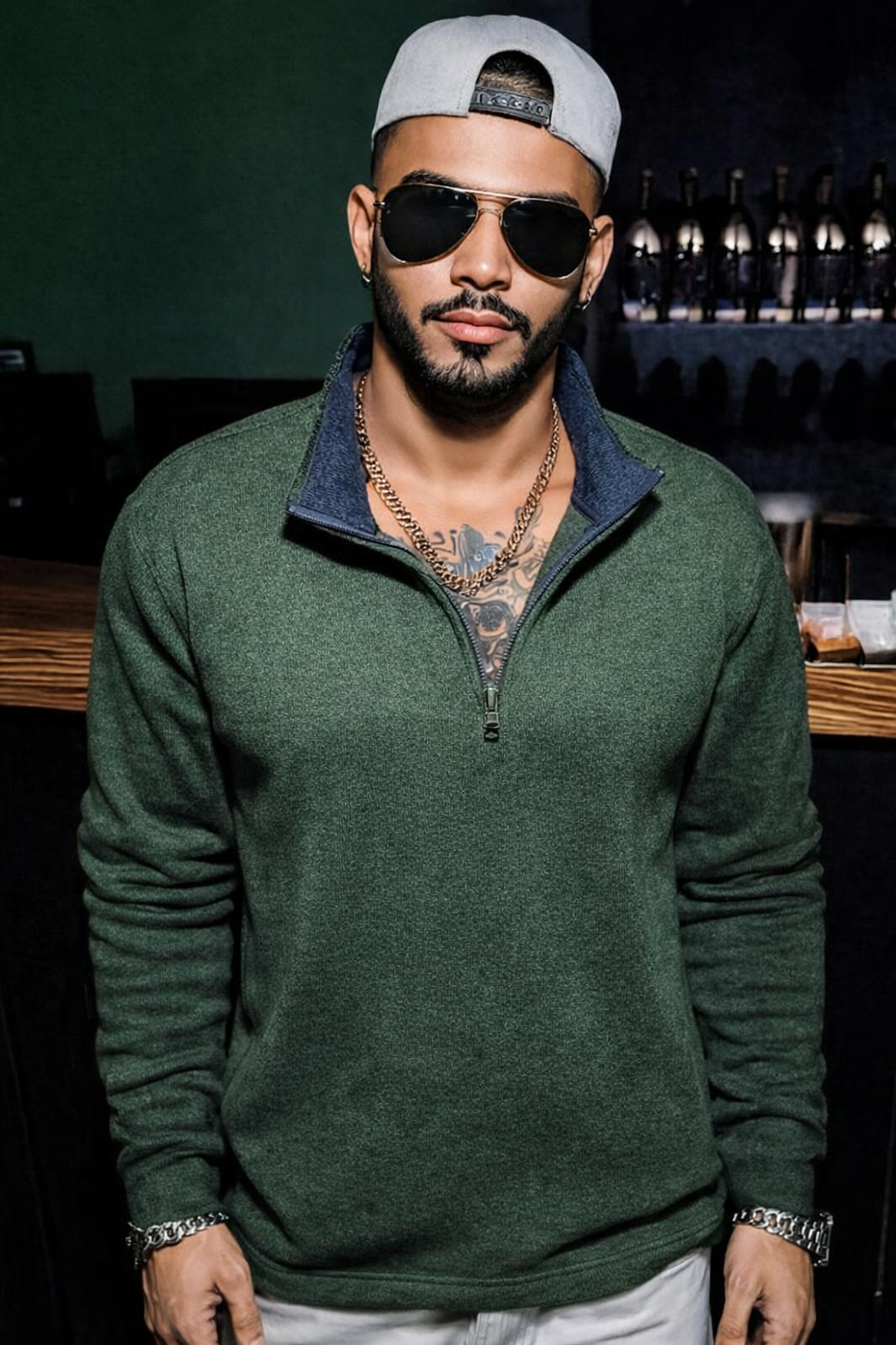 Hunter Green Quarter Zip IZOD Pullover Sweater | X-LARGE