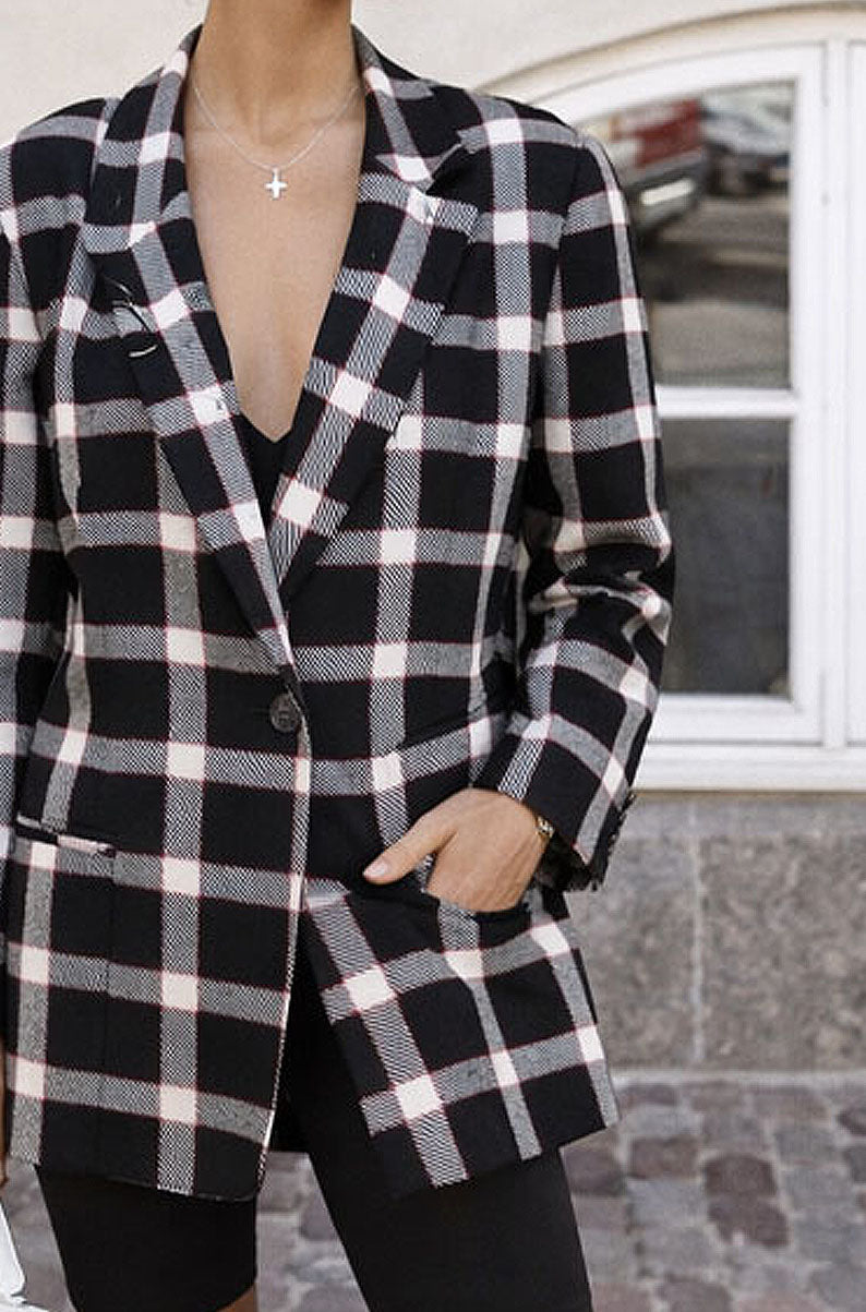 Vintage 90s Plaid Oversized Blazer | LARGE