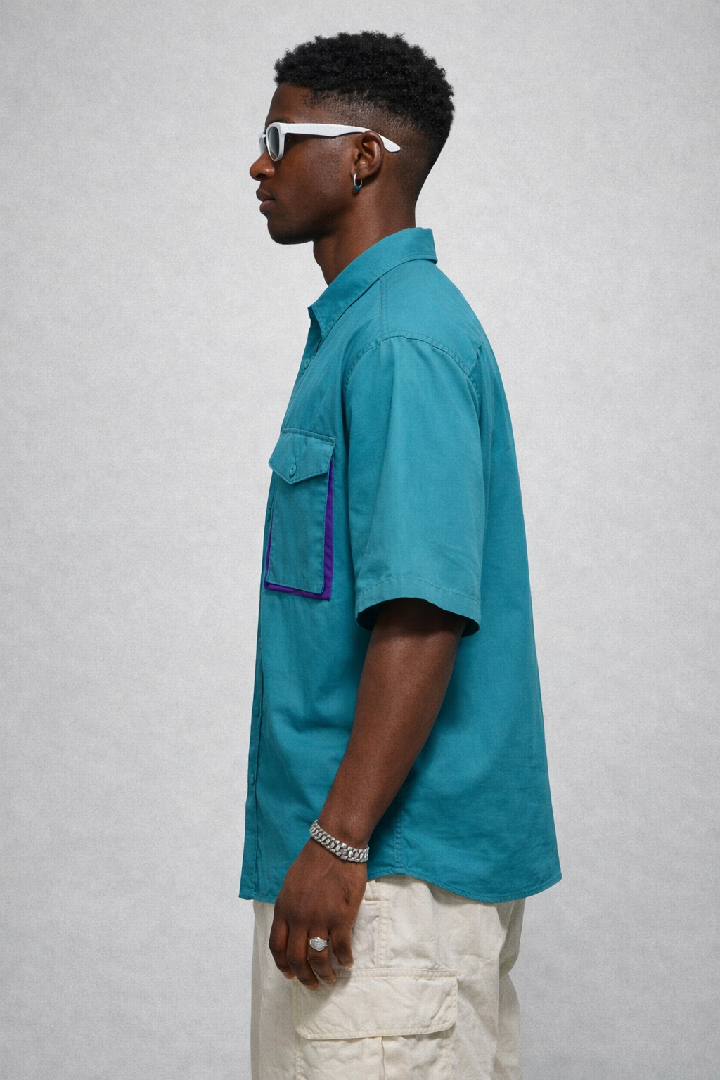 Vintage 90s Utility Pocket Retro Cargo Shirt | LARGE