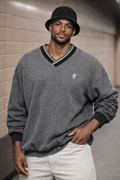 Vintage 90s Oversized Retro V-Neck Sweatshirt | Fits 1X-2X