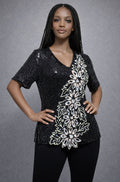 Vinatge 90s Floral Sequins Blouse | MEDIUM-LARGE