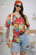 90s VINTAGE Red Tropical Flower Shirt | SMALL