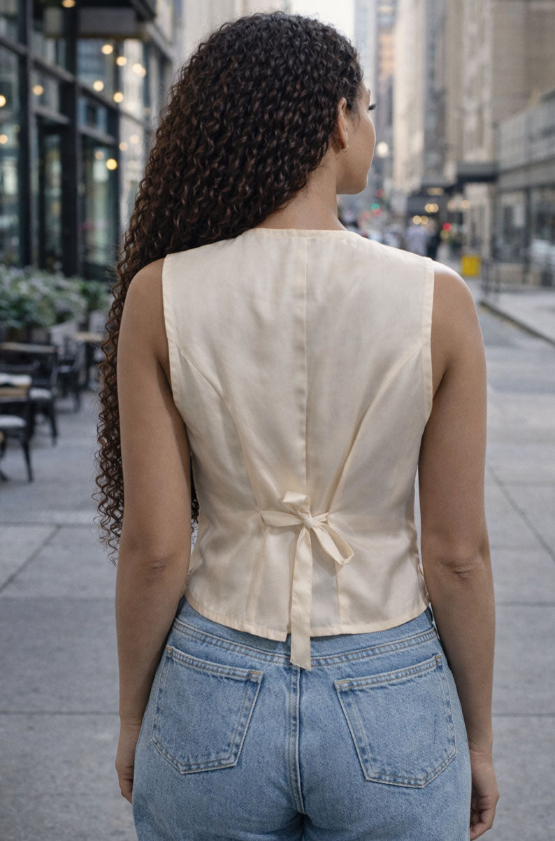 Vintage 90s Floral Embroidery Vest | SMALL