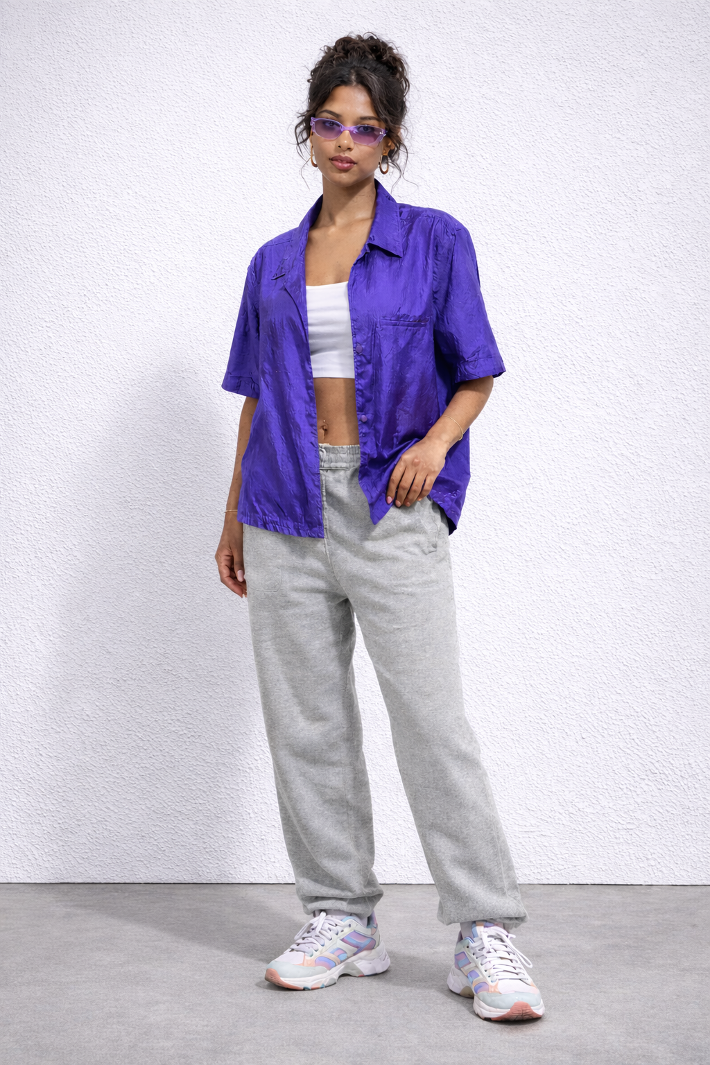 Vintage 90s Purple Windbreaker Top | XL