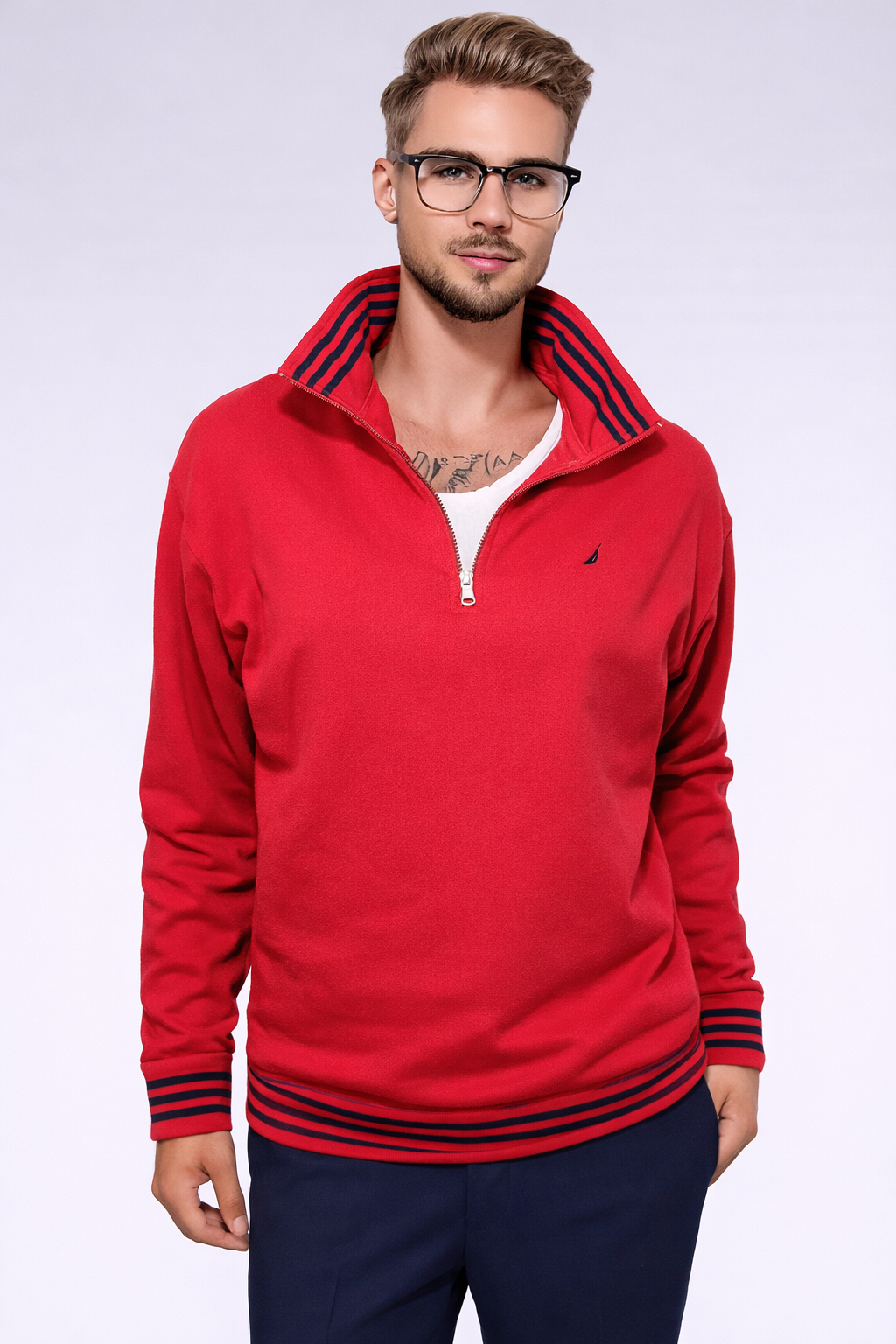 Red Nautica Quarter Zip Pullover
