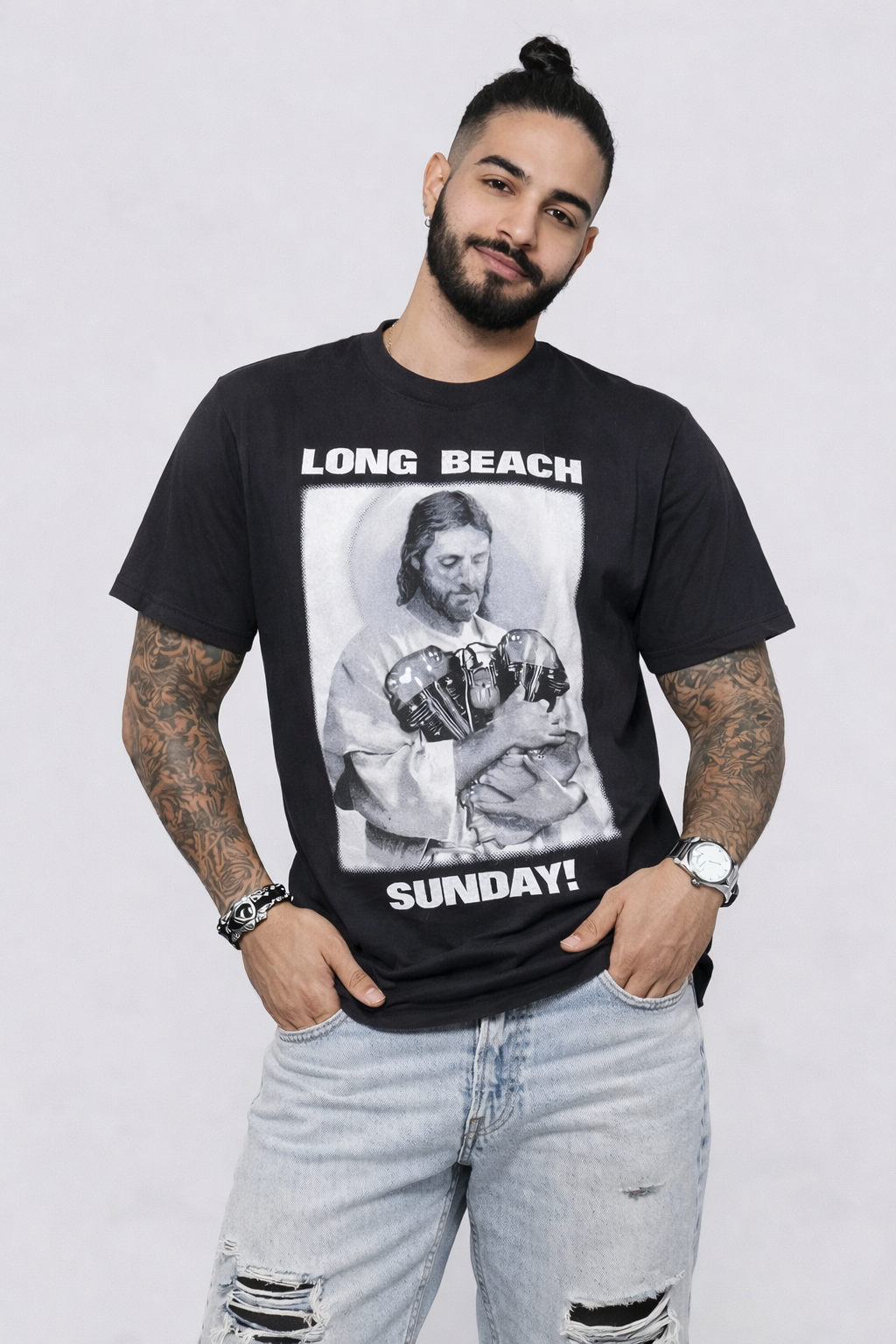 Vintage Hipster T-shirt Long Beach CA Tee - MEDIUM