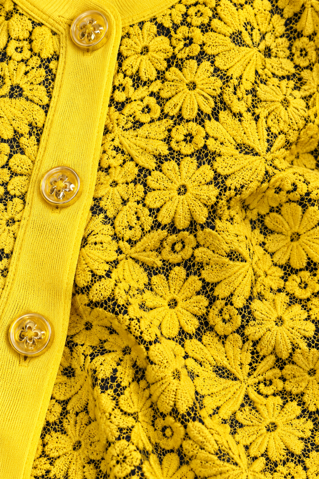 90s Yellow Floral Lace Cardigan – Medium