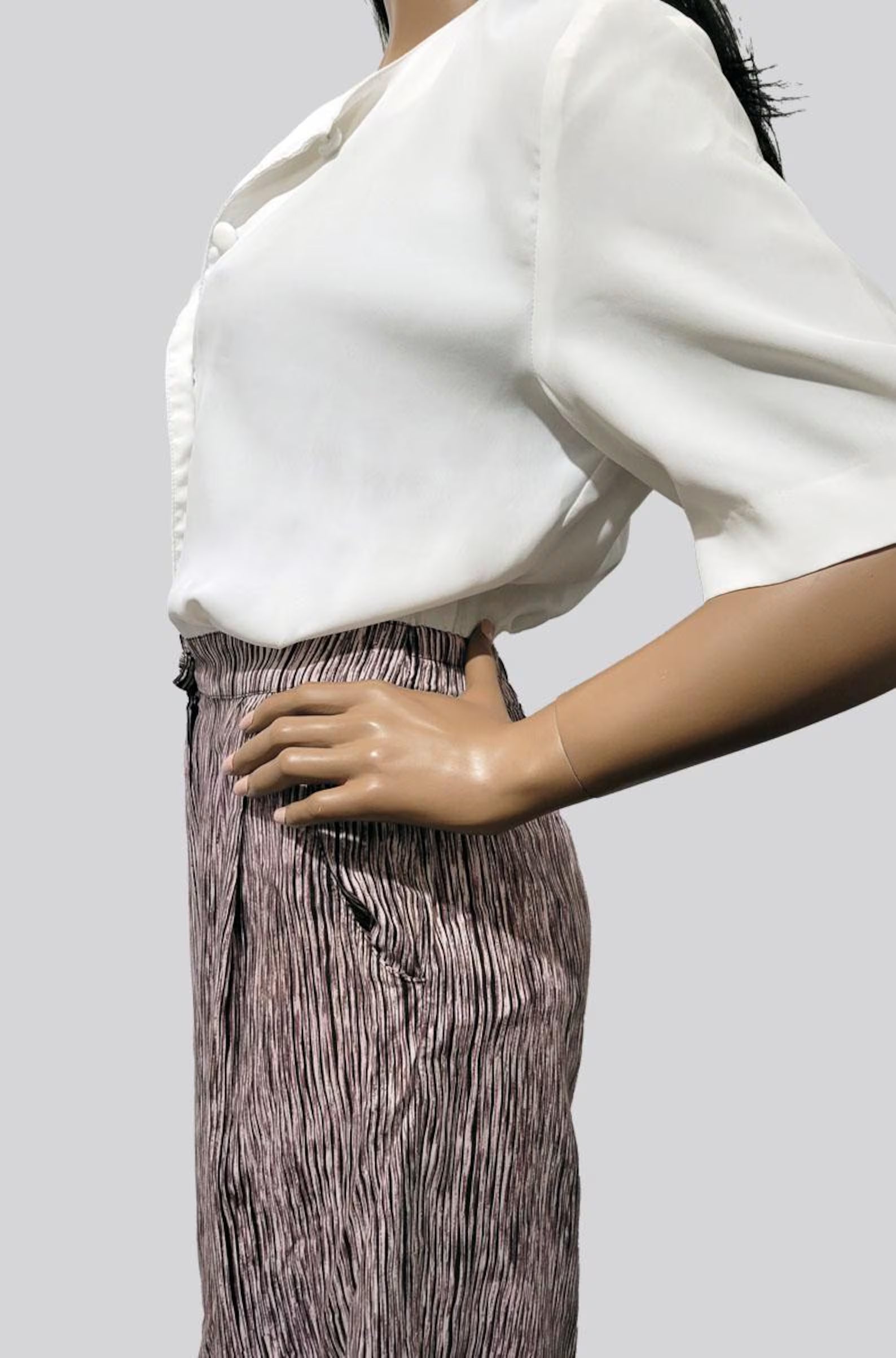 90s VINTAGE White & Pink Striped Romper - MEDIUM