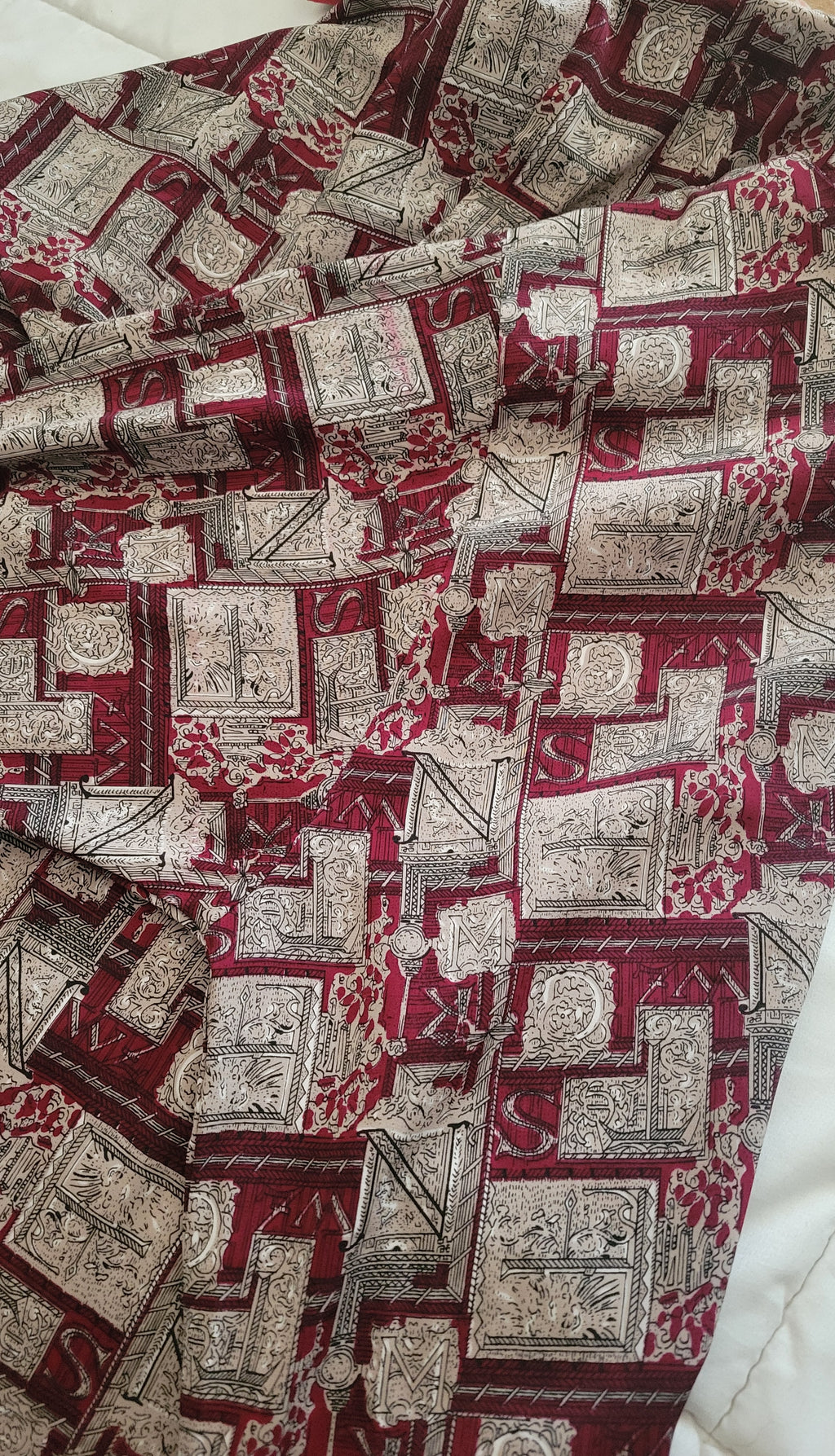 90s Burgundy Geometric Print Blouse – Large