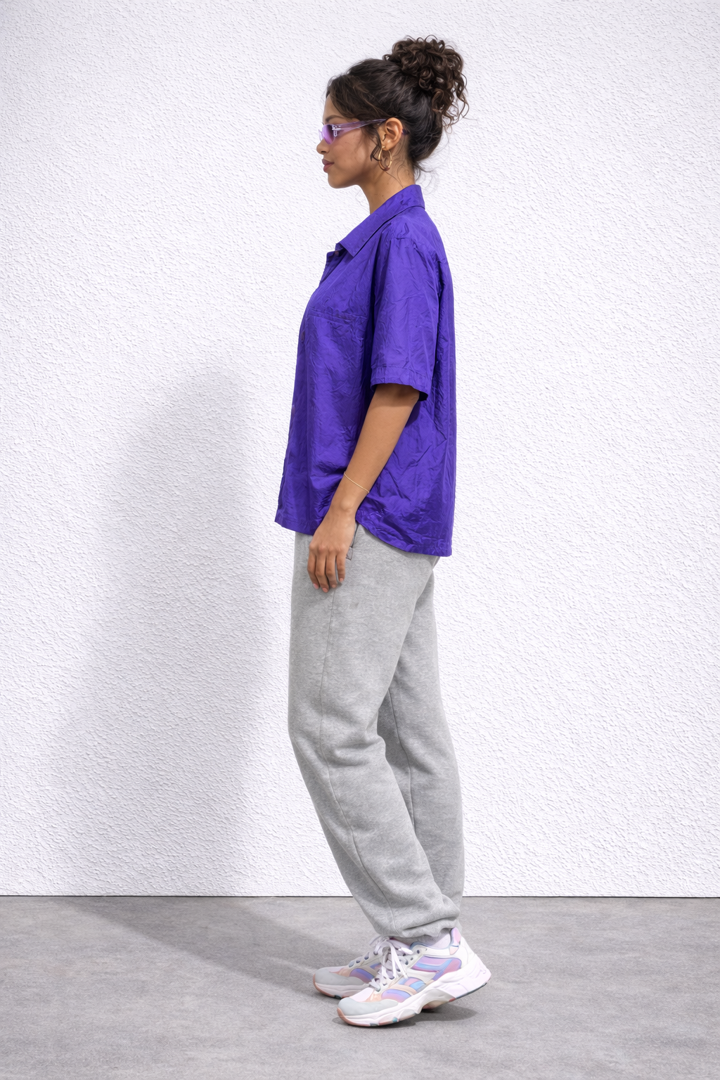 Vintage 90s Purple Windbreaker Top | XL