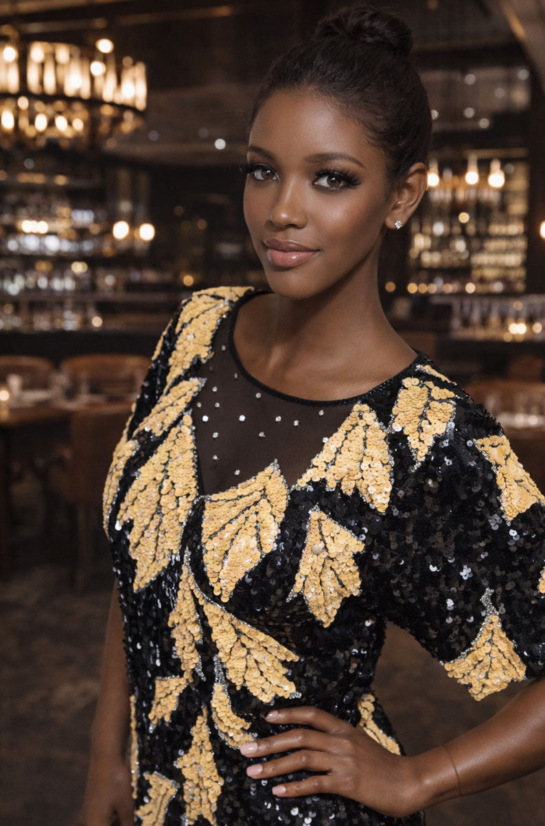 Vintage 90s Floral Sequins Silk Blouse | Fits Sizes S-M