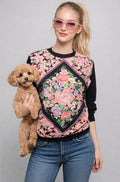 Vintage 90s Pink Floral Sweatshirt | X-SMALL