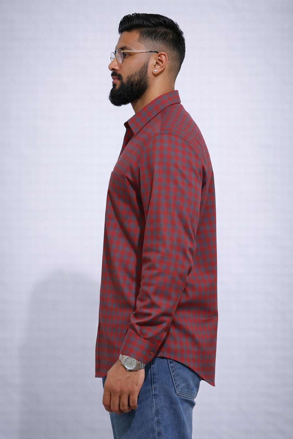 Classic Red Gingham Oxford Button-Up Shirt | SMALL