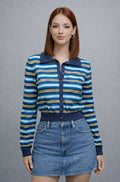 Vintage 90s Navy Blue Striped Cardigan