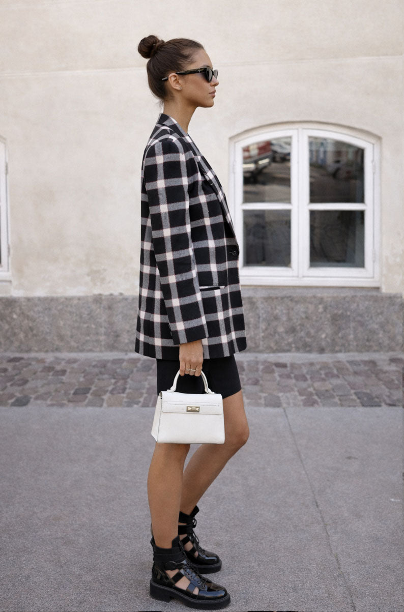 Vintage 90s Plaid Oversized Blazer | LARGE