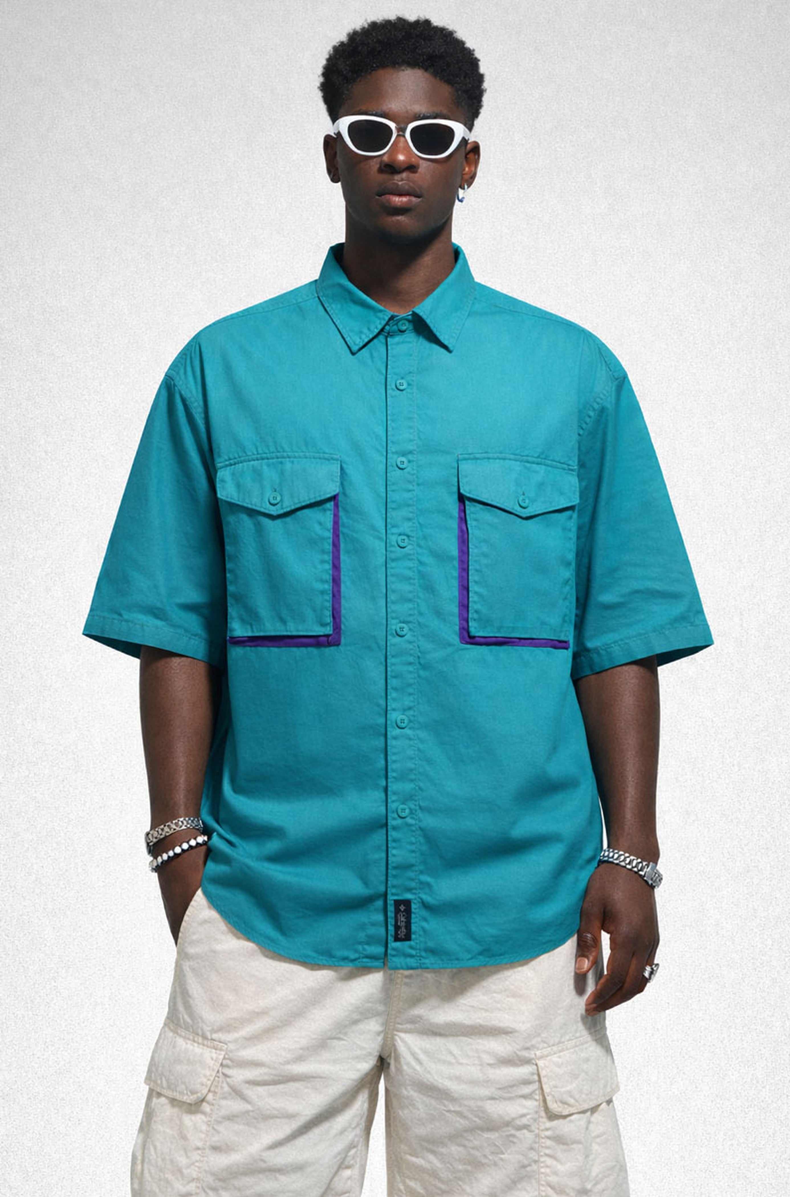 Vintage 90s Utility Pocket Retro Cargo Shirt | LARGE