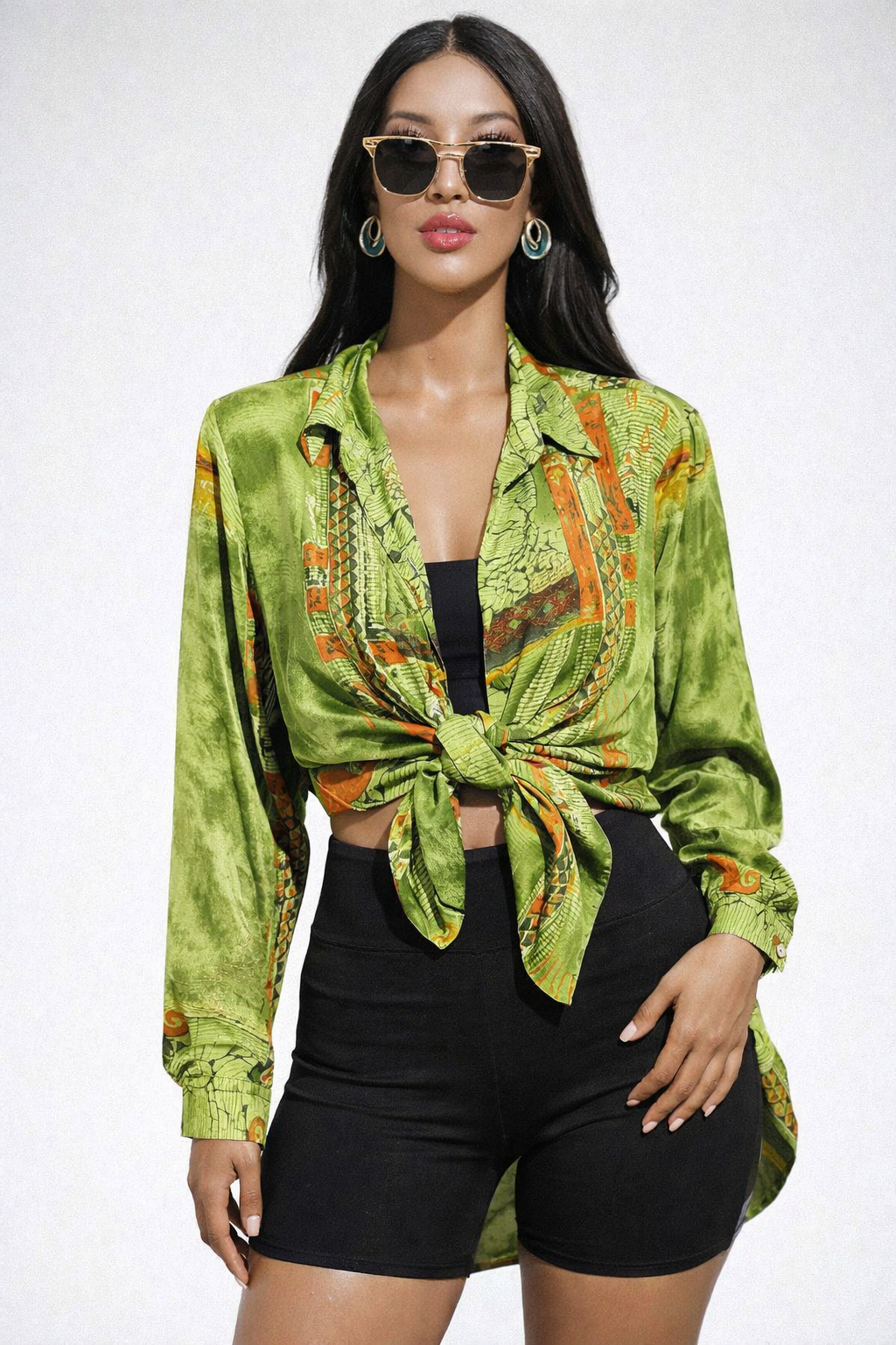 90s VINTAGE Olive Green Blouse -L/XL