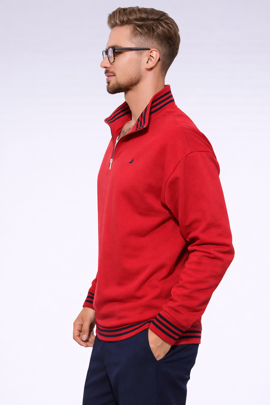 Red Nautica Quarter Zip Pullover | MEDIUM
