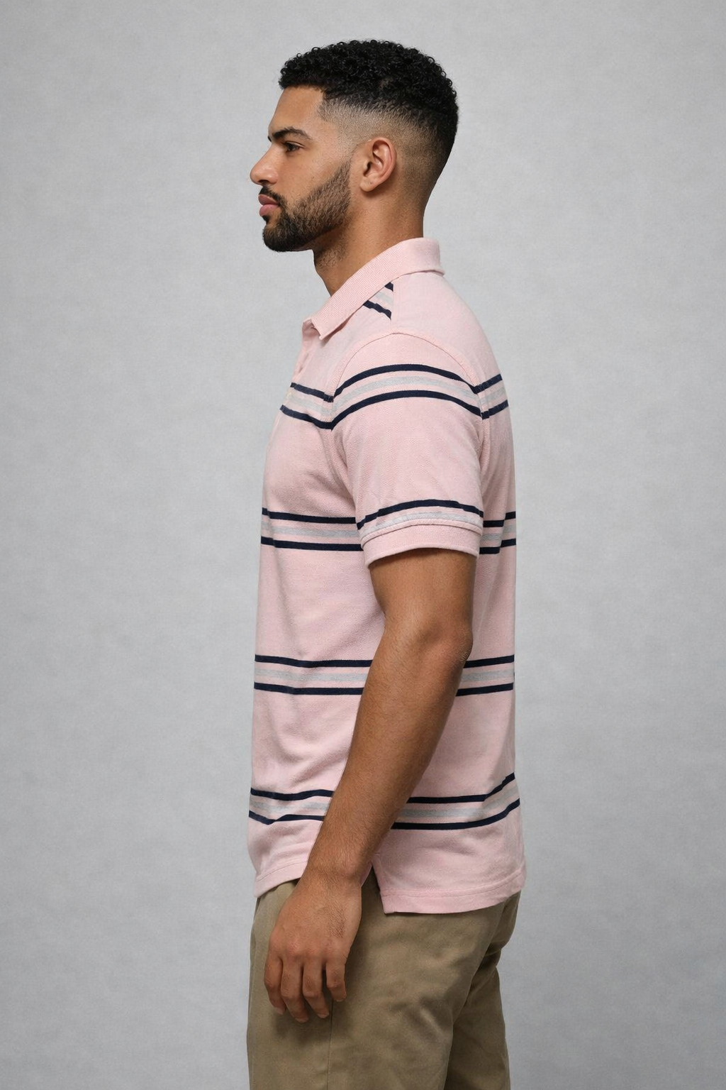 2000's Vintage Tommy Hilfiger Pink Striped Polo Shirt | SMALL