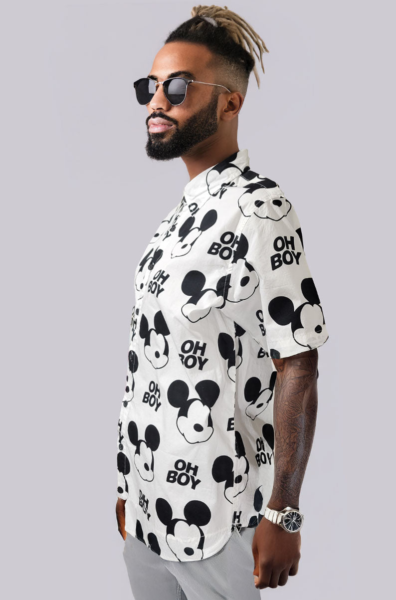 Retro Mickey Mouse Button-Up Shirt | SMALL