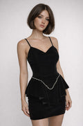 90s Vintage Black Velvet Party Dress | Fits Sizes XS-S