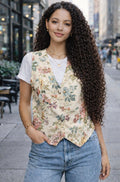 Vintage 90s Floral Embroidery Vest | SMALL