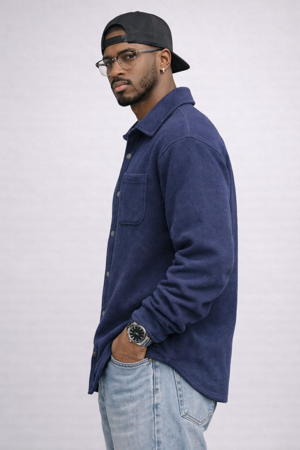 Casual Button Down Fleece Lined Shirt Jacket | LARGE