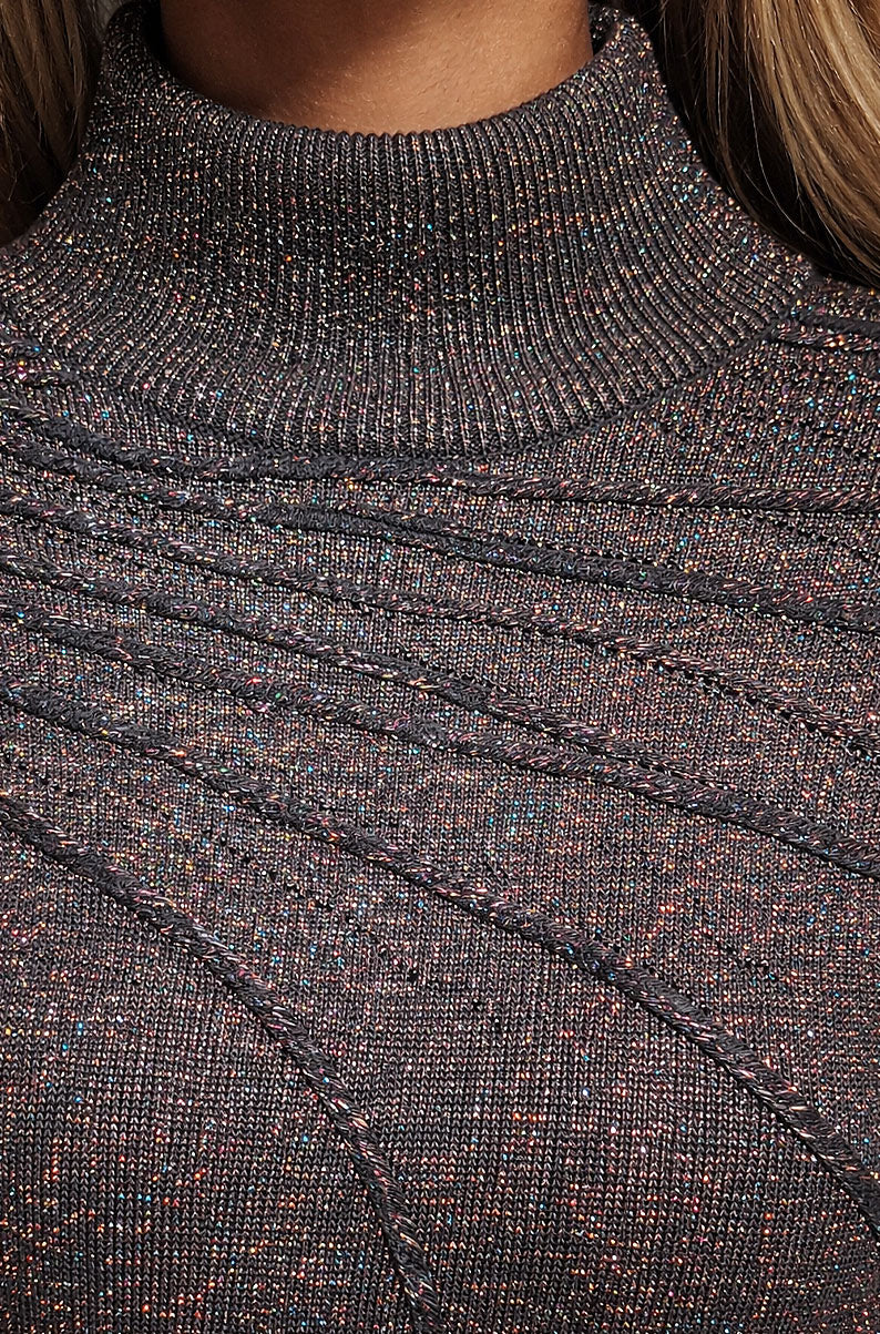 Vintage 90s Iridescent Metallic Turtleneck Blouse | MEDIUM