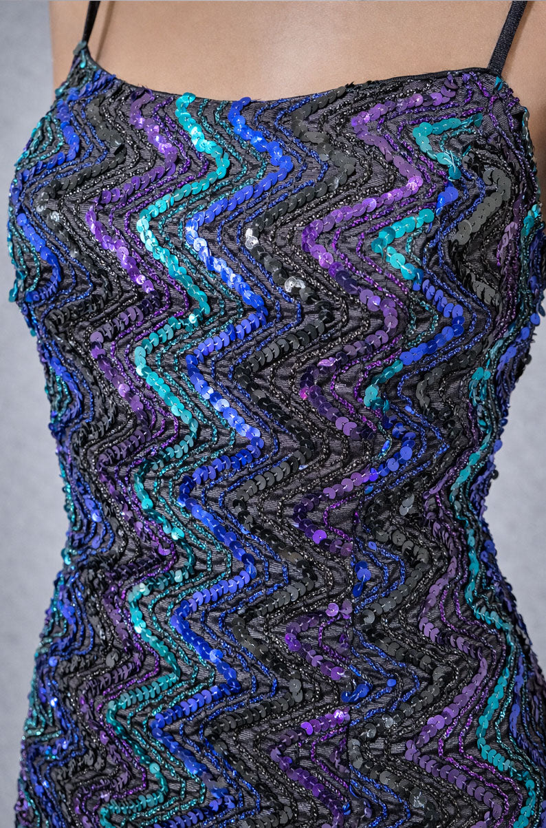 90s Vintage Sequins Party Dress | LARGE