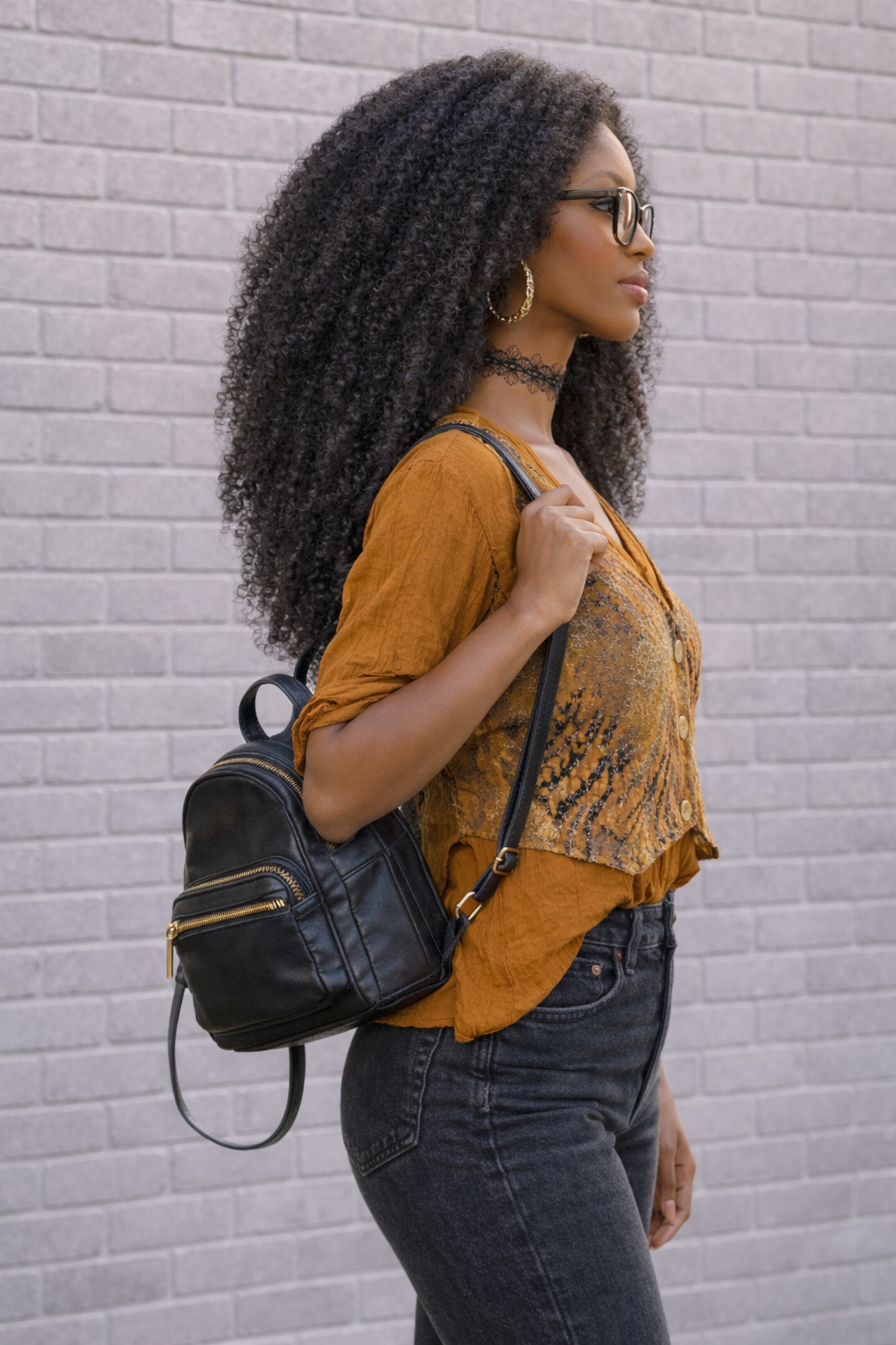 90s Vintage Coffee Brown Vested Blouse - XLARGE