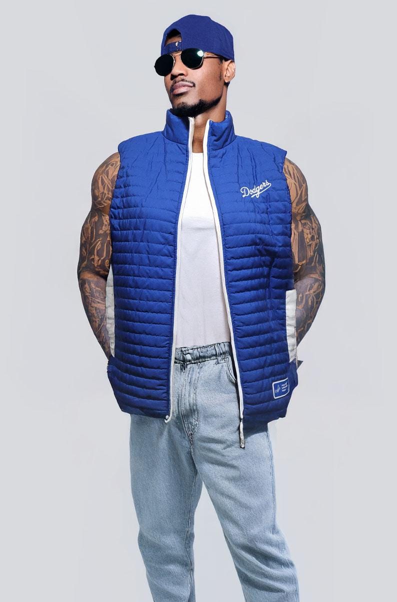 Men's Zip Up Dodger Vest - MEDIUM
