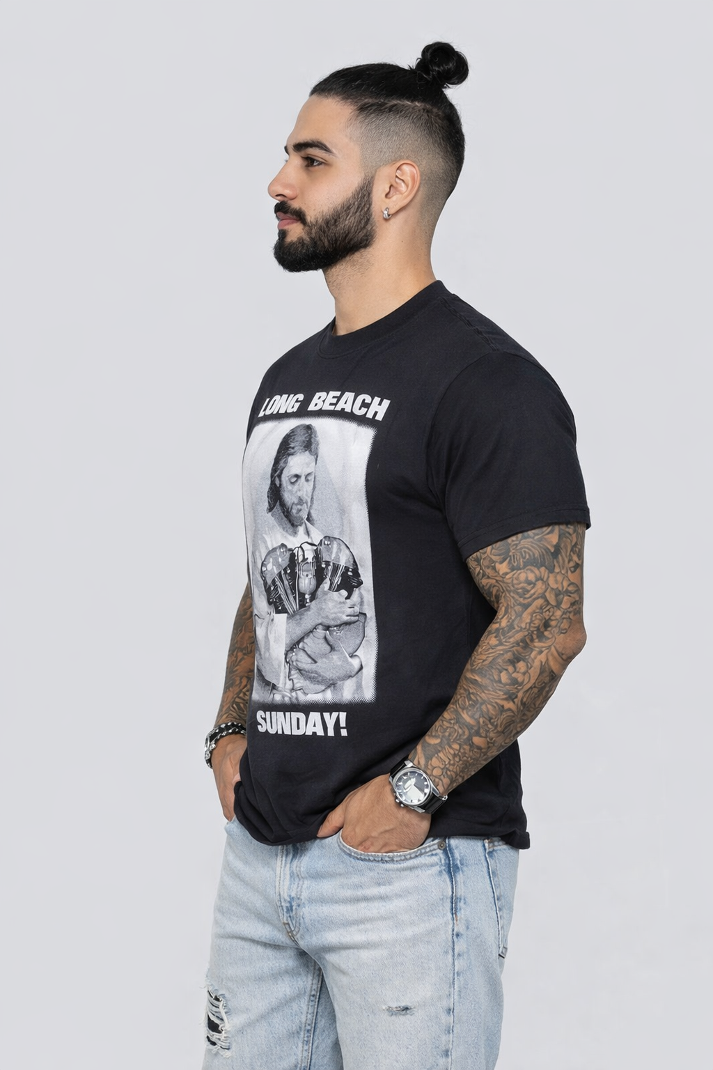 Vintage Hipster T-shirt Long Beach CA Tee - MEDIUM