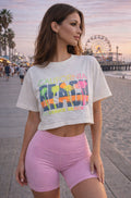Vintage 90s Retro Venice Beach Cropped Tee | ONE SIZE