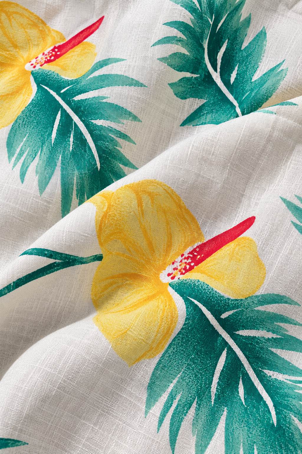 90s Yellow Tropical Floral Button-Up Shirt – SMALL