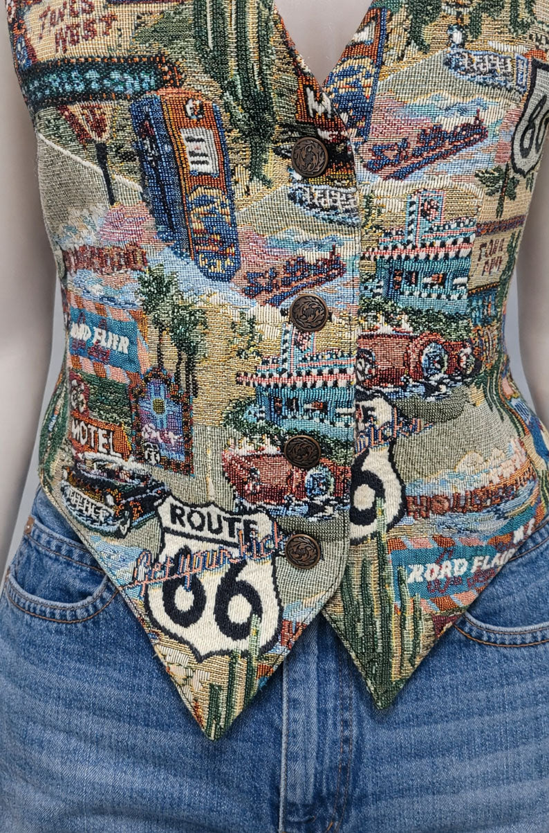 90 Vintage Route 66 Casual Vest | SMALL