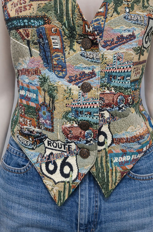 90 Vintage Route 66 Casual Vest | SMALL
