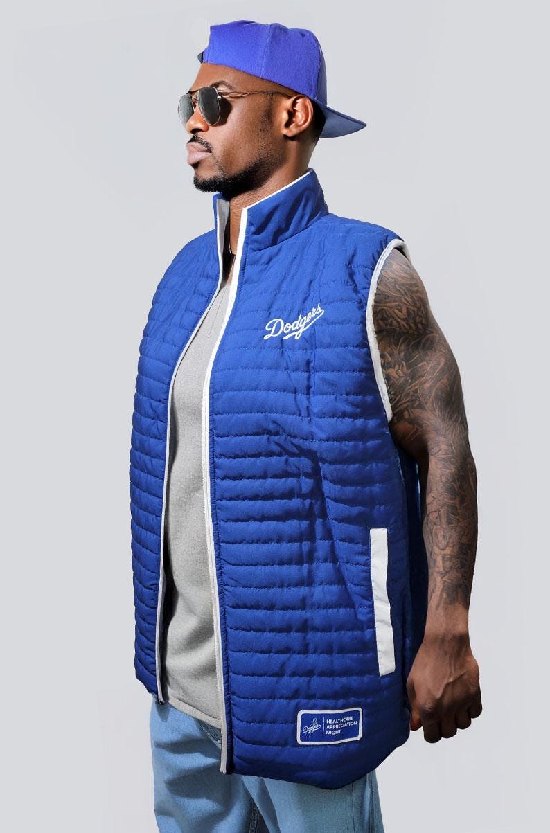 Men's Zip Up Dodger Vest - MEDIUM