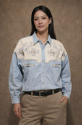 Vintage Blue Denim Western Shirt | LARGE