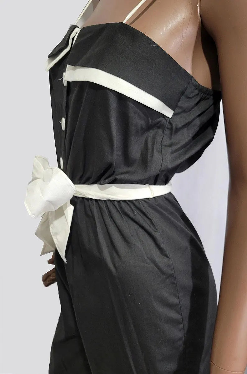 Vintage 90s Black & White Jumpsuit | 90s Romper | SMALL