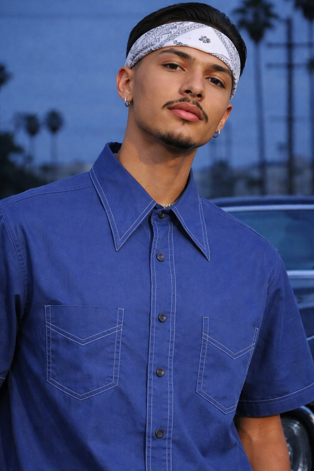 90s Vintage Navy Blue Button-Up Shirt - X-SMALL