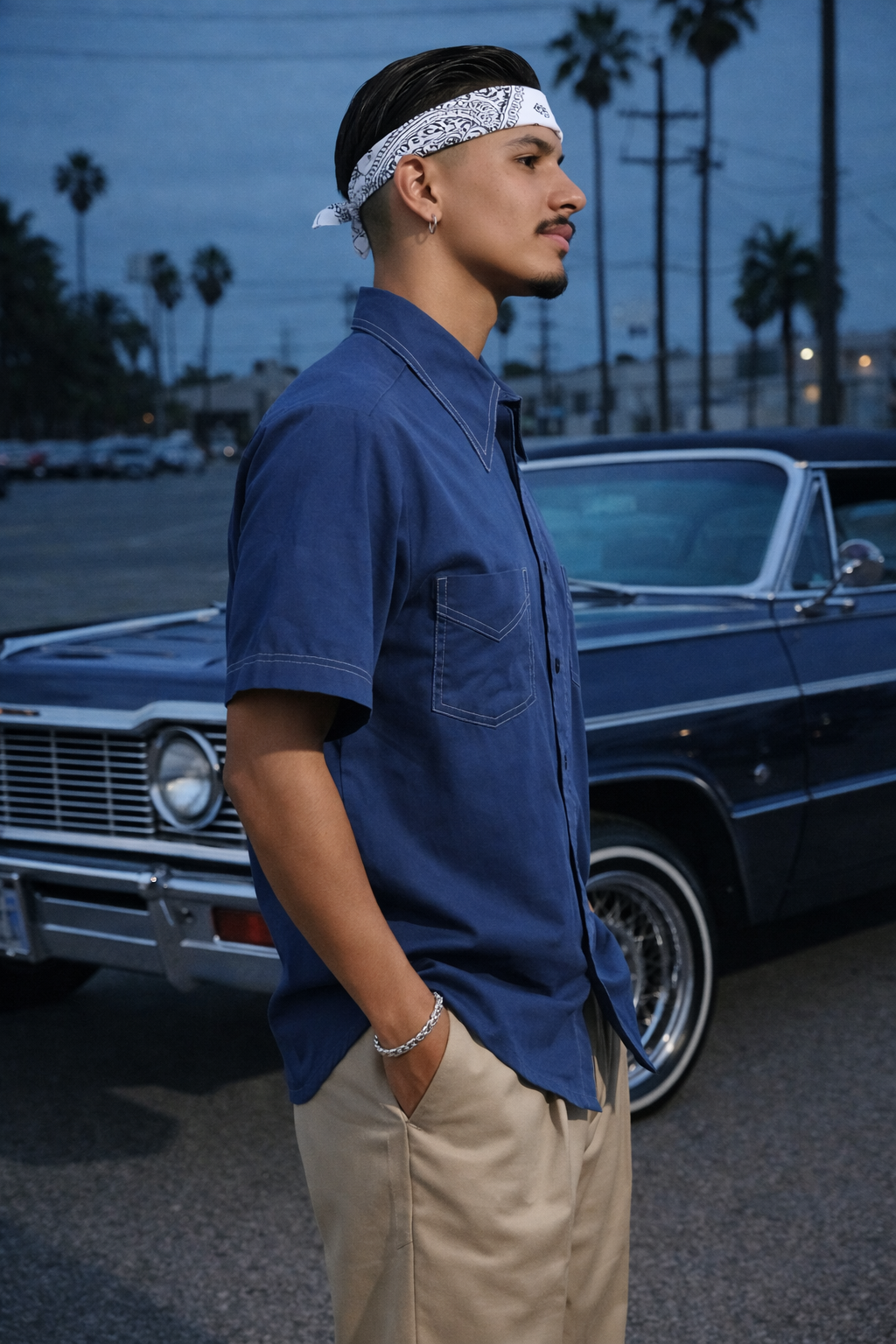 90s Vintage Navy Blue Button-Up Shirt - X-SMALL