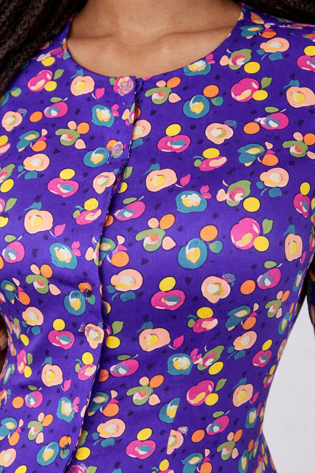 Vintage 90s Colorful Purple Blouse | SMALL