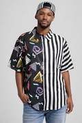 Men's 90s Retro Print Button-Up Shirt | LARGE