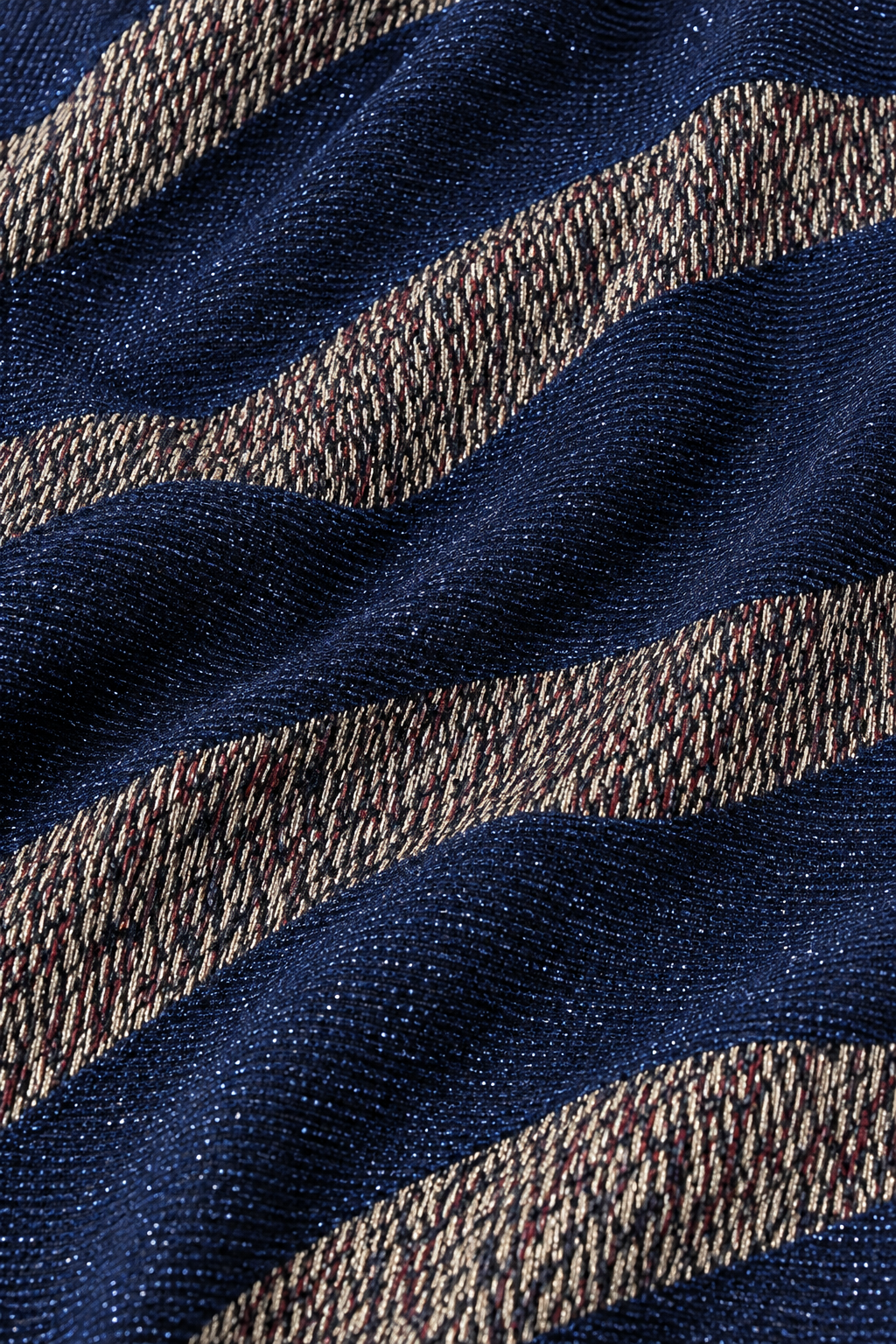 90s Navy Blue Striped Metallic Blouse – SMALL
