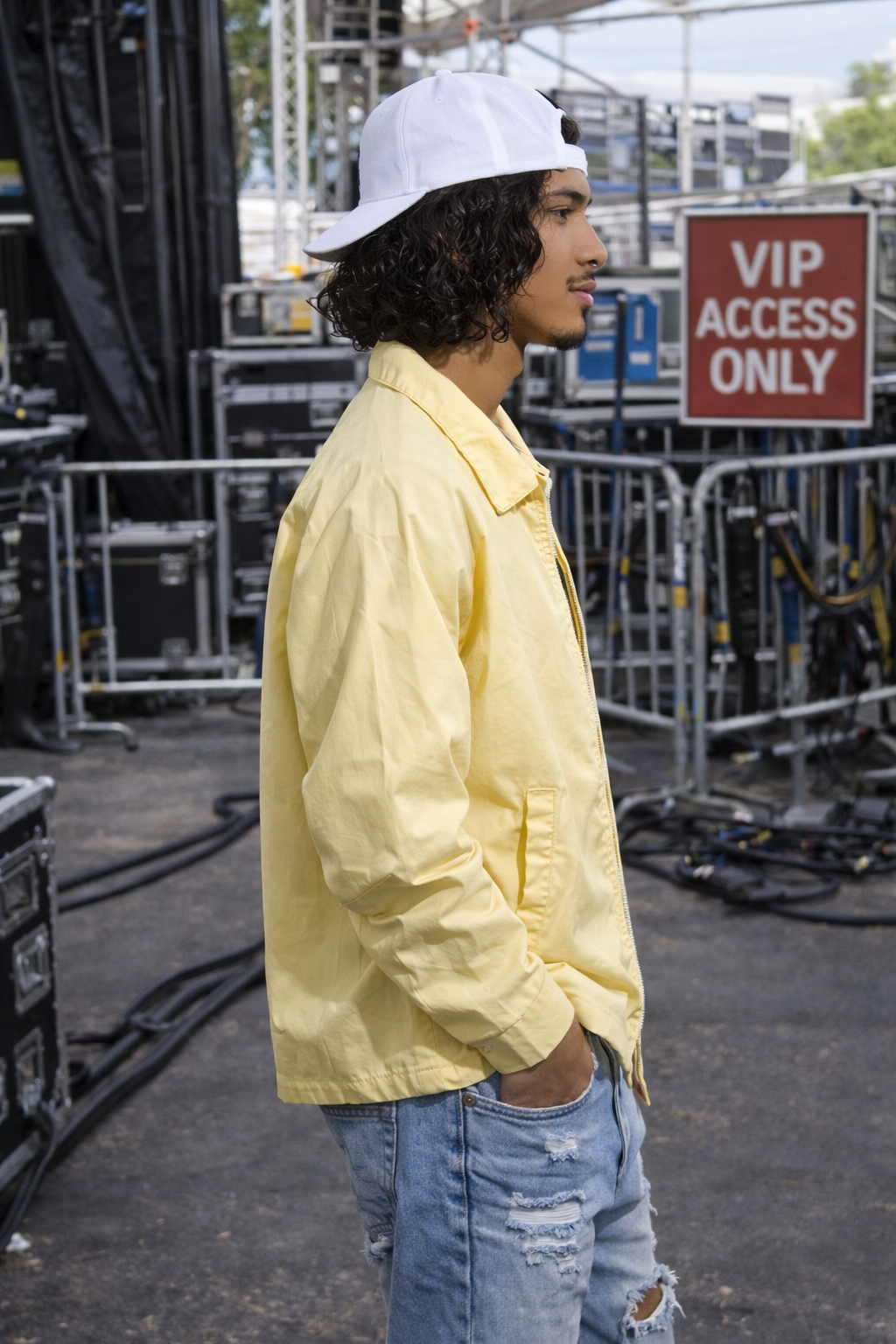 Vintage 90s Yellow Zip-Up Cotton Jacket | MEDIUM-LARGE