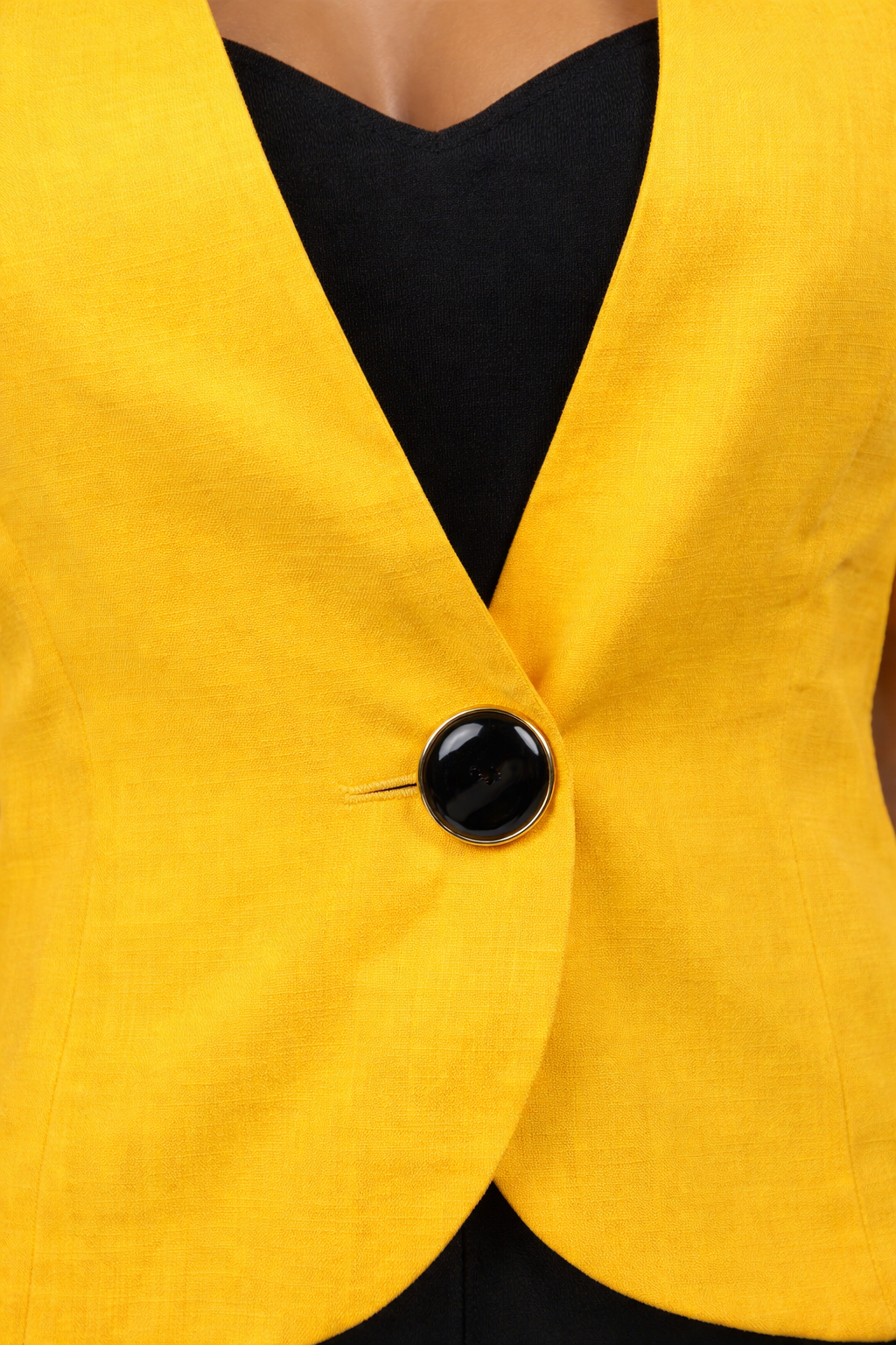 Vintage 90s Yellow Short Sleeve Blazer Jacket | MEDIUM