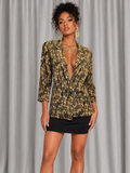 90s Brown Abstract Print Blazer | LARGE