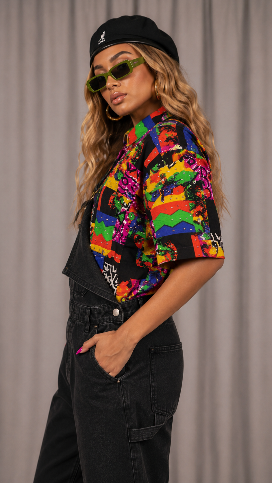 Vintage 90s Floral Sequin Shirt | Large